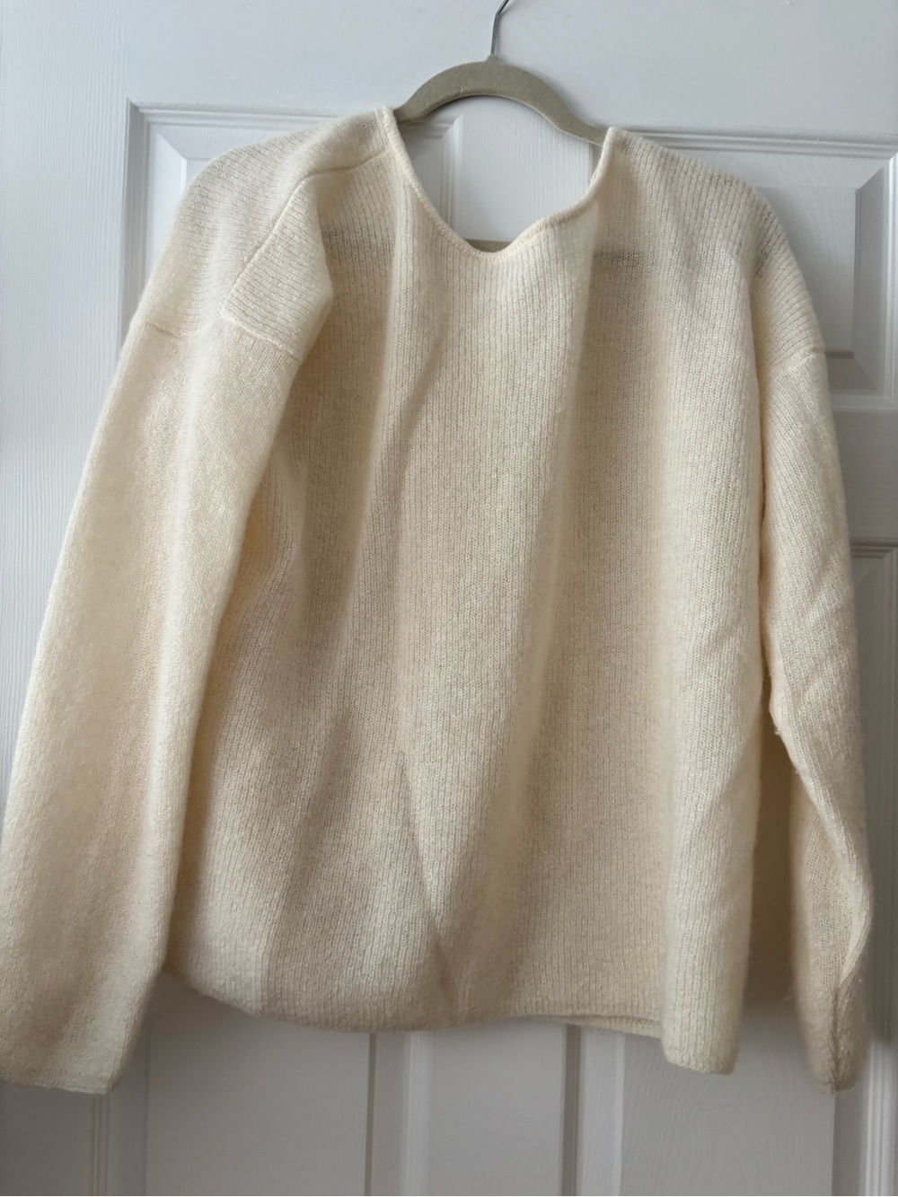 Sezane Ivory Scoop-Neck Knit Sweater